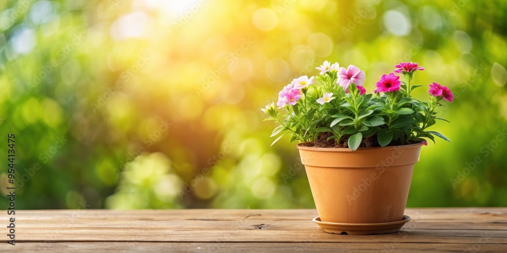 Plant in a pot with blooming flowers on background , plant, pot, flowers, blooming,background, indoor, decoration Plant in a pot with blooming flowers on background , plant, pot, flowers, blooming,background, indoor, decoration