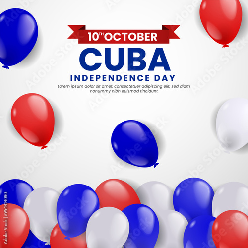 Cuba Independence Day background with Cuba color Balloons Illustration. Greeting Card with National Flags