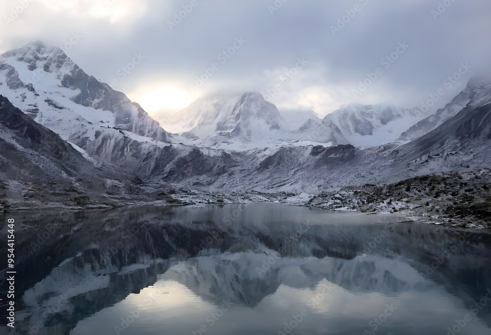 Fototapeta premium Panorama of sacred Lake Gosaikunda, Langtang, Nepal