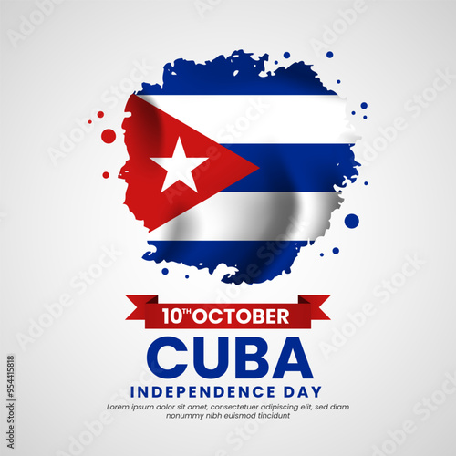 Cuba Independence Day banner celebration background with brush grunge cuba flag design