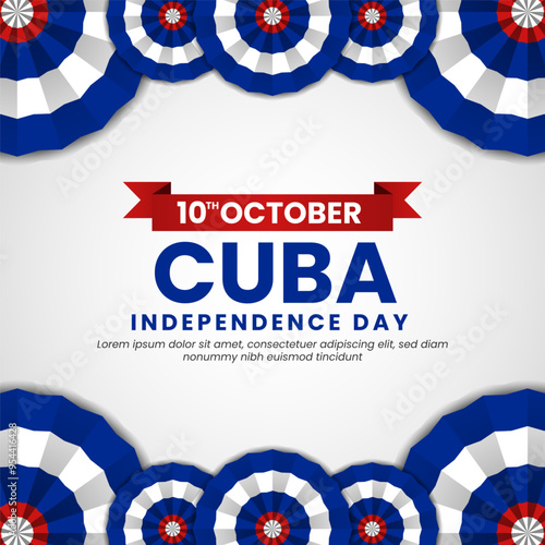 Cuba Independence Day Banner Background with Ornament Decoration. Cuba Flag Abstract Background