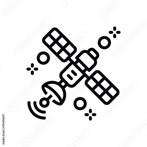 Black line icon for satellite