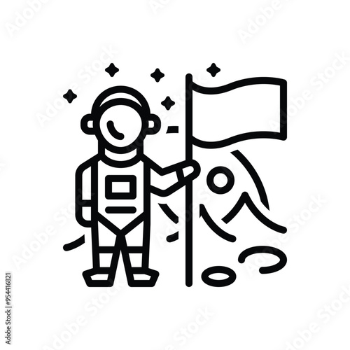 Black line icon for space conquest