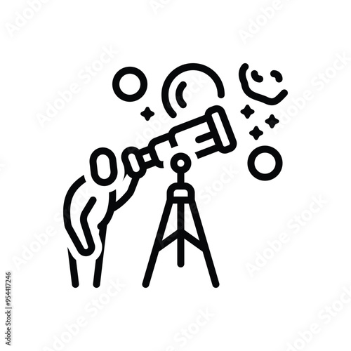 Black line icon for astronomer