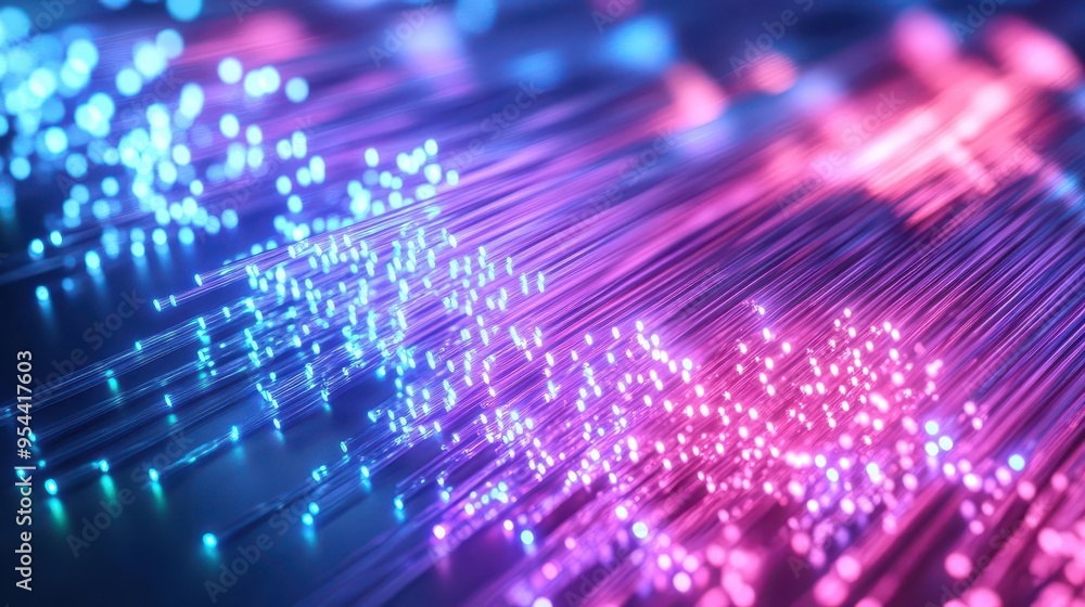 A network of fiber optic cables glowing with data transmission, telecommunication, fiber optic, data A network of fiber optic cables glowing with data transmission, telecommunication, fiber optic, data