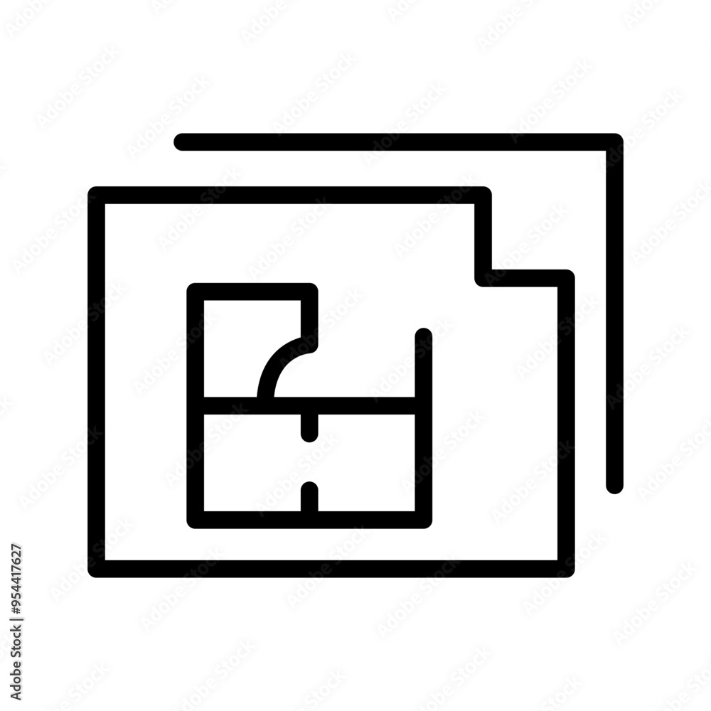 Blueprint icon in thin line style vector illustration graphic design Blueprint icon in thin line style vector illustration graphic design