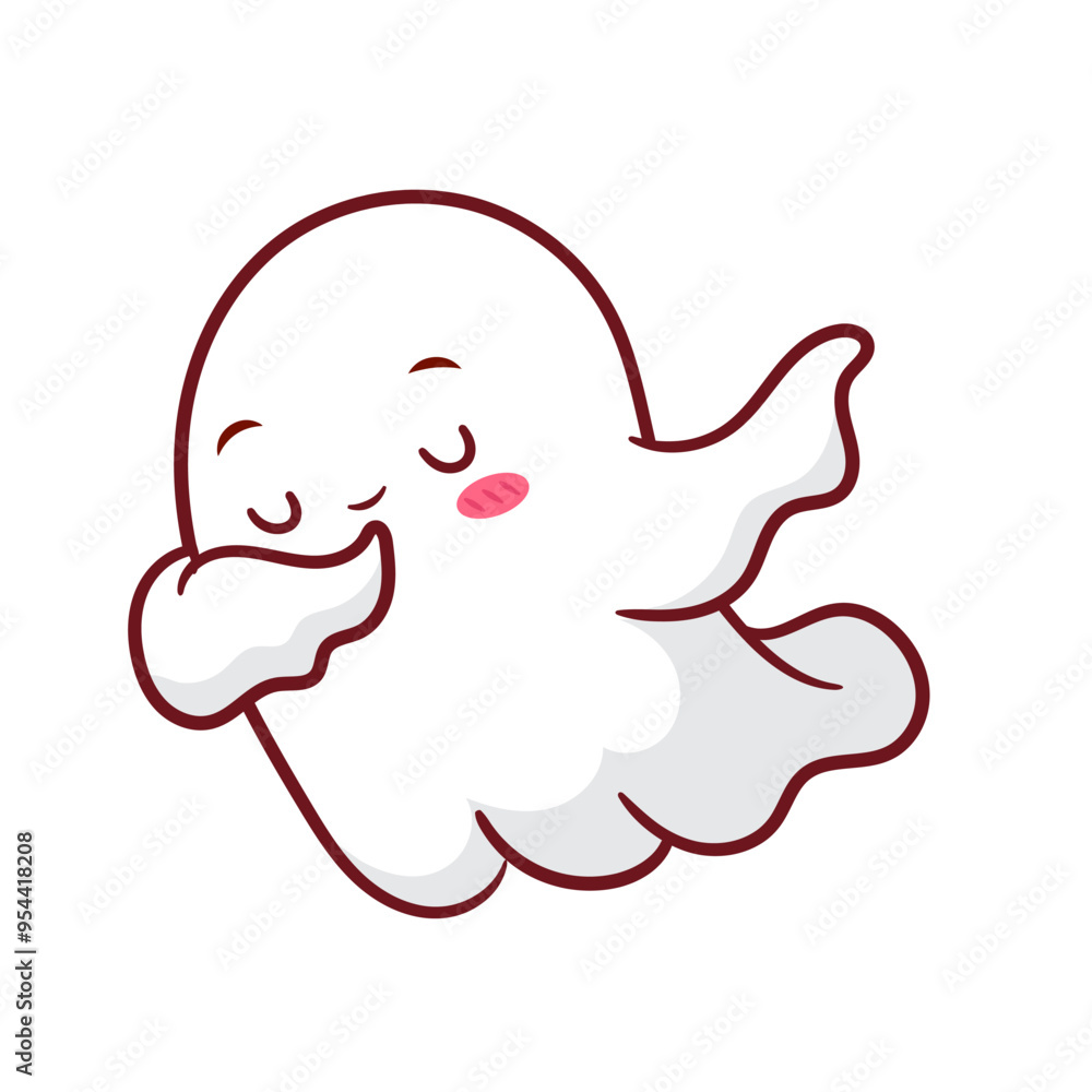 Cute Ghost Dabbing Cartoon Character. Halloween Holiday Concept Design. Mascot Icon Vector. Isolated White Cute Ghost Dabbing Cartoon Character. Halloween Holiday Concept Design. Mascot Icon Vector. Isolated White