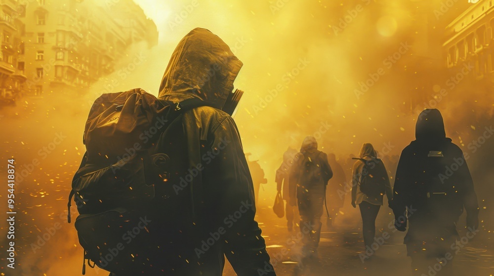 Fototapeta premium Pandemic: A global surge in a contagious disease, spreading quickly across countries and continents, putting immense pressure on healthcare systems and economies.