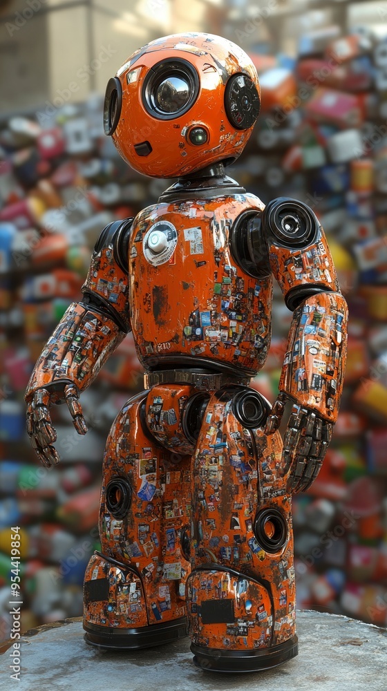 Robot arm sorting recyclables, with precise movement, in a recycling plant, bright industrial lights Robot arm sorting recyclables, with precise movement, in a recycling plant, bright industrial lights