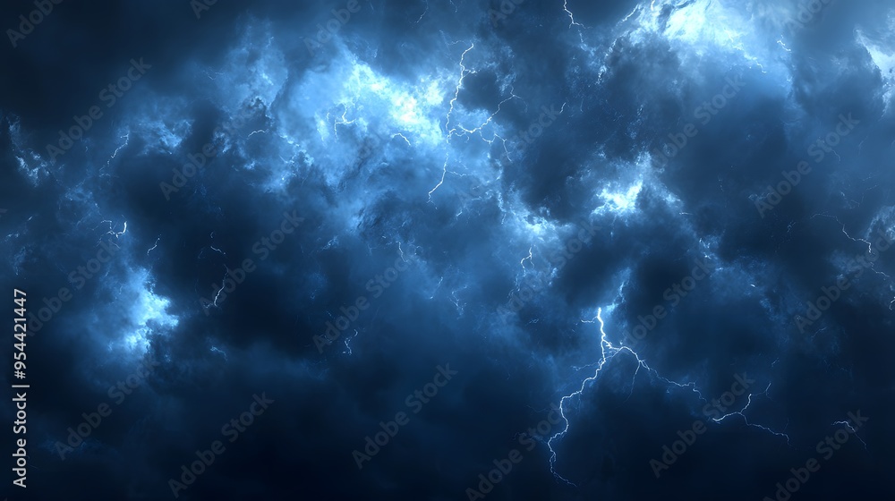 Stormy night sky with lightning illuminating dark clouds Stormy night sky with lightning illuminating dark clouds