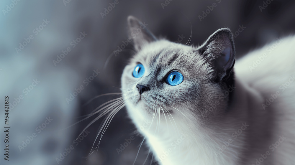 Close-up of a cat with striking blue eyes Close-up of a cat with striking blue eyes