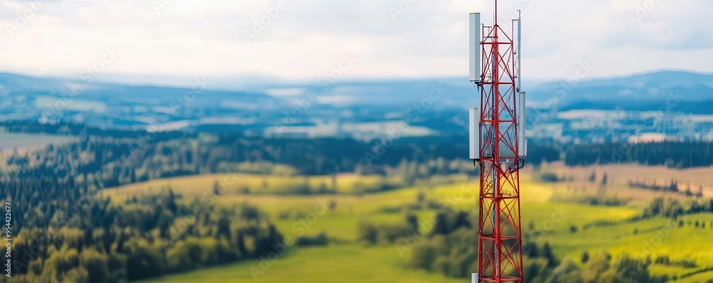 A telecommunication tower in a rural setting, bringing connectivity to ...