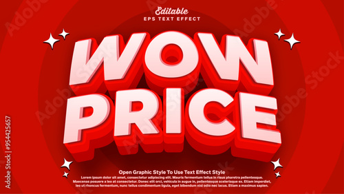 wow price 3d bold editable text effect, promotion text effect style