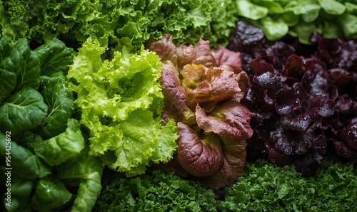 A Close-Up of Fresh Green and Red Lettuce photo