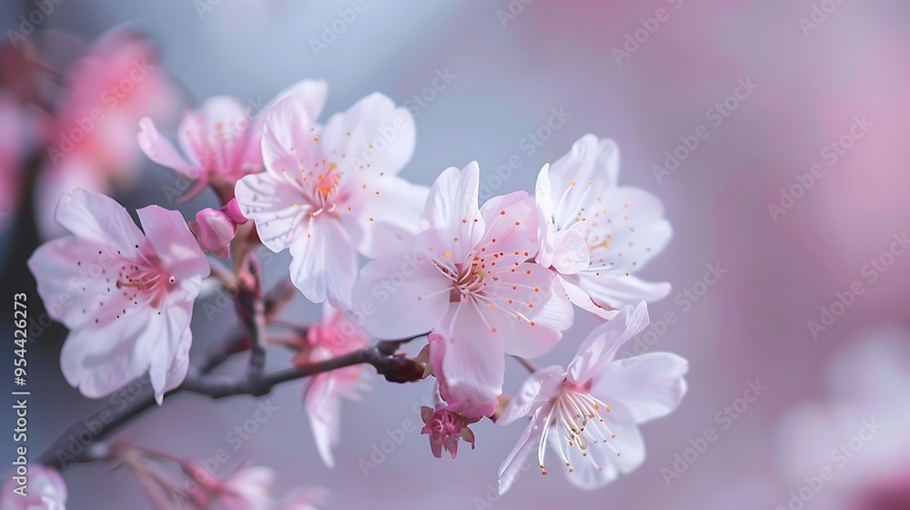Close-up of delicate pink cherry blossoms in full bloom, showcasing the beauty of spring. Close-up of delicate pink cherry blossoms in full bloom, showcasing the beauty of spring.