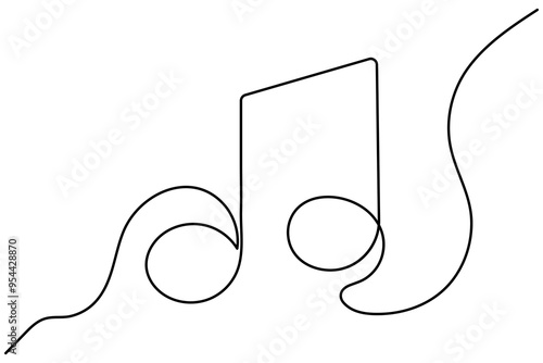 Music icon continuous one line drawing of isolated outline vector icon