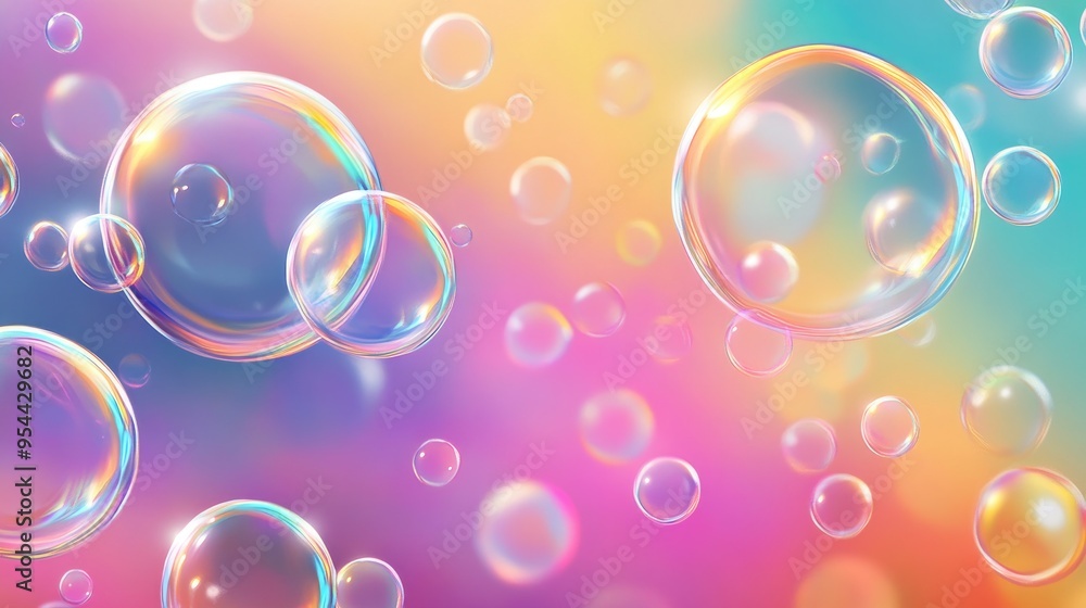 Line art illustration featuring bubbles set against a colorful background Line art illustration featuring bubbles set against a colorful background