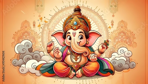 Lord Ganesh cartoon style illustration