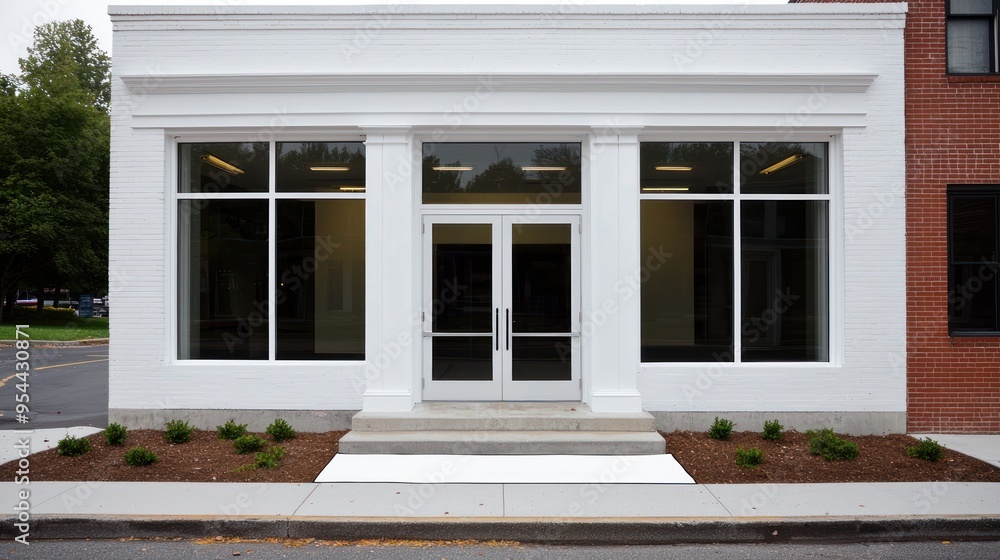 Fototapeta premium White Brick Building Entrance.