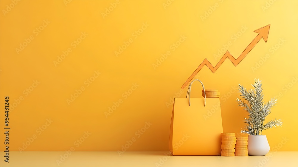 Upward Pointing Arrow on Money Bag Symbolizing Financial Growth and Investment Upward Pointing Arrow on Money Bag Symbolizing Financial Growth and Investment