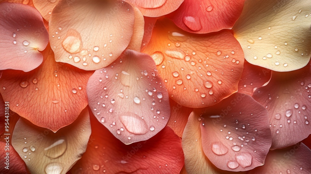 Close-up of Delicate Rose Petals Covered in Water Droplets Close-up of Delicate Rose Petals Covered in Water Droplets