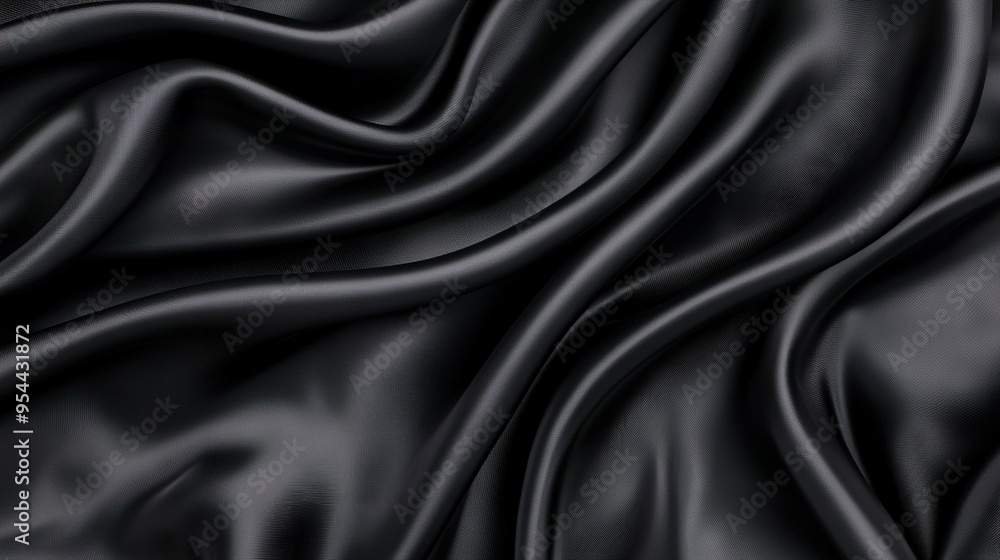 Silk-like satin fabric wavy pattern on black background Silk-like satin fabric wavy pattern on black background
