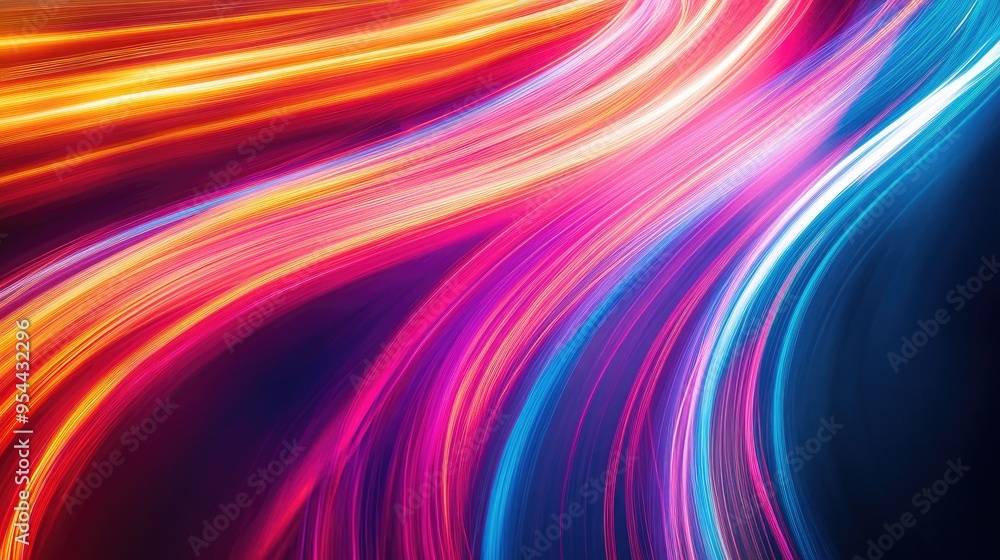 Colorful light trails captured in a long exposure creating an abstract motion effect with glowing lines Colorful light trails captured in a long exposure creating an abstract motion effect with glowing lines