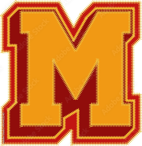 Baseball Patch Letter Alphabet Vector Element M