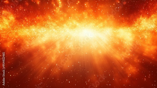 Bright Golden Light Beams Radiating through Orange and Red Dust