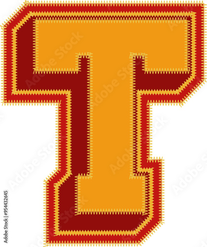 Baseball Patch Letter Alphabet Vector Element T