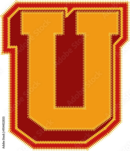 Baseball Patch Letter Alphabet Vector Element U