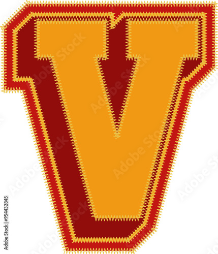 Baseball Patch Letter Alphabet Vector Element V