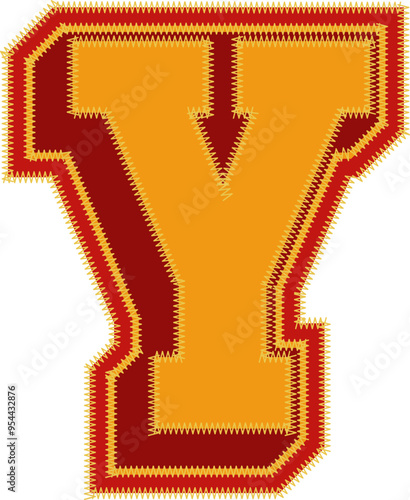 Baseball Patch Letter Alphabet Vector Element Y
