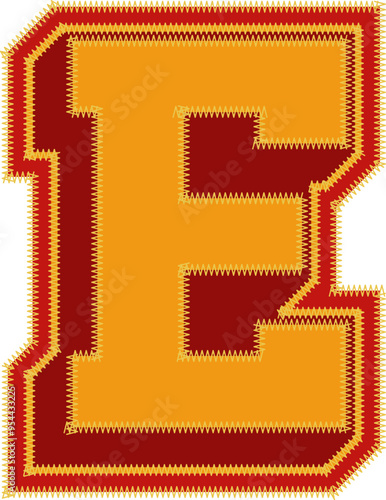 Baseball Patch Letter Alphabet Vector Element E