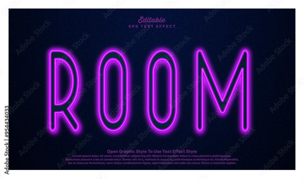 Room 3d neon editable text effect. Room 3d neon editable text effect.