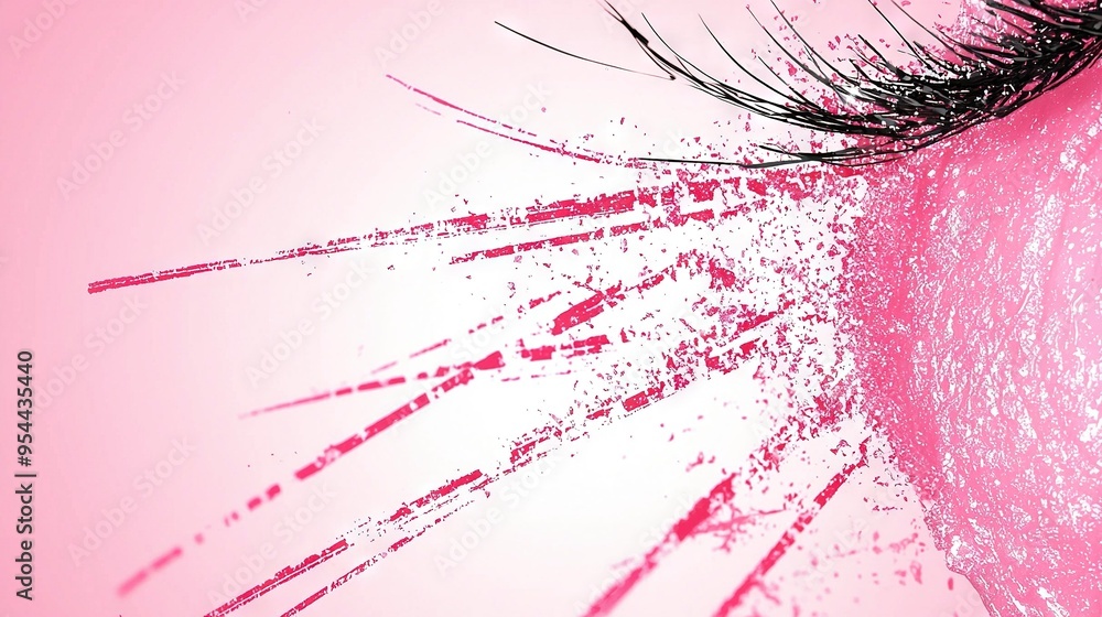 Φωτογραφία A close-up of a pink background showcases a black and white portrait of a woma