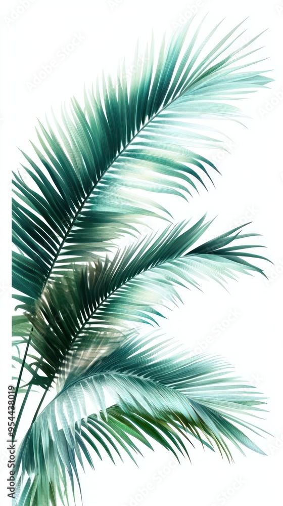 Obraz premium Palm Fronds Against a White Background