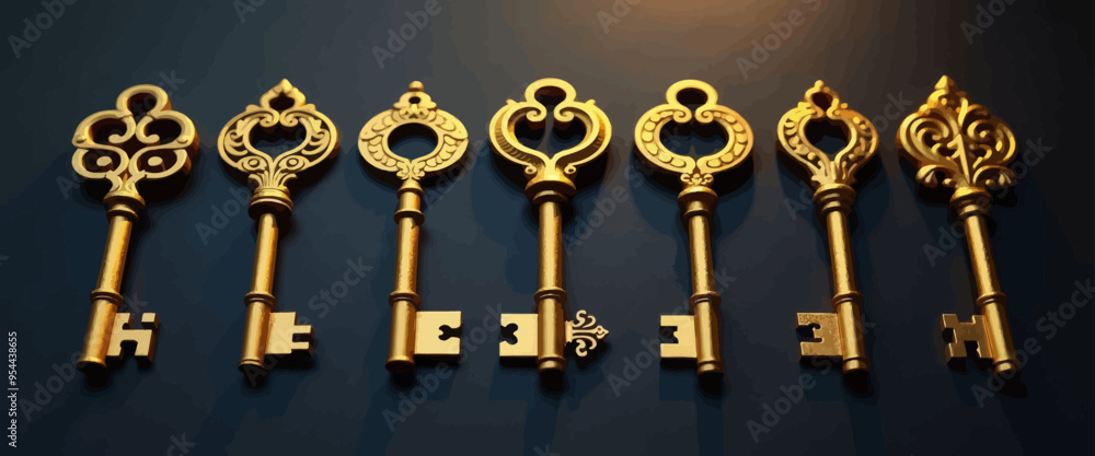 Golden keys with intricate designs Golden keys with intricate designs