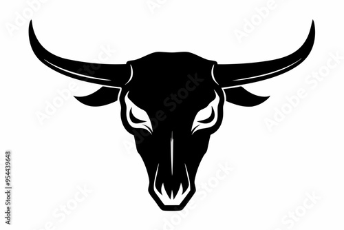 
bull skull silhouette, bull head icon, Vector illustration