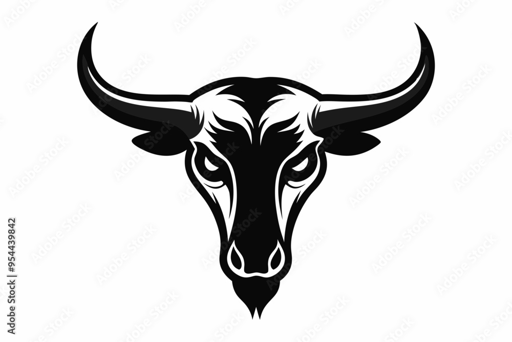 Skull of bull silhouette vector, Cow skull icon Skull of bull silhouette vector, Cow skull icon