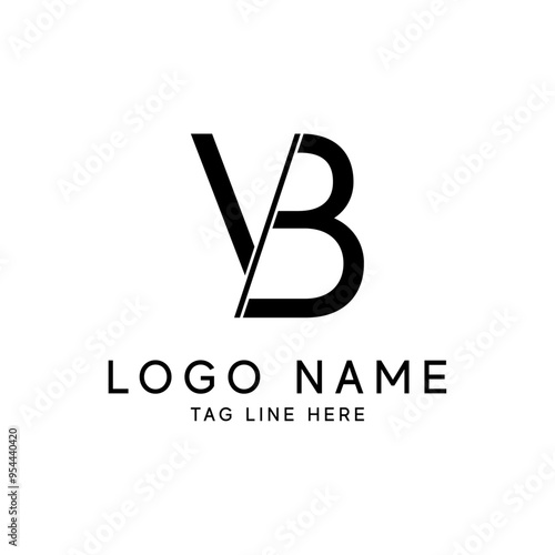 VB, V and B, Uppercase Letter Initial flat and clean Logo Design Template Vector Illustration. Letter Logo Design with Creative Intersected
