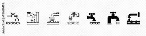 water tap icon vector illustration, Water tap vector icon, Faucet icon in thin line style Vector illustration graphic design