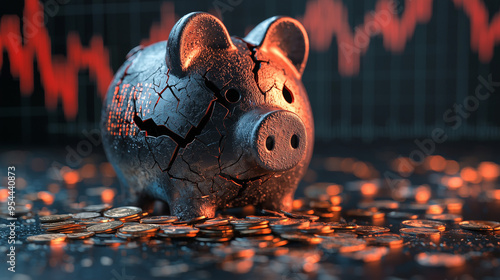 A giant cracked piggy bank,...