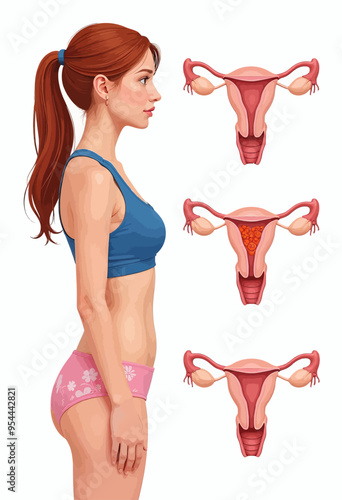 Anatomical illustration of a woman's reproductive system photo