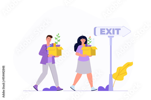 Mass layoff concept. Workers is fired from his job. Vector illustration.