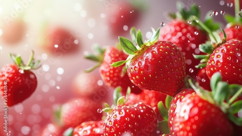 A close up shot of ripe, juicy strawberries, highlighting their deep red color and sweet aroma.