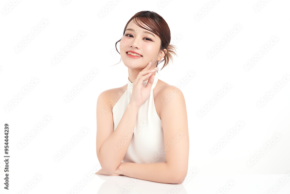 Beautiful young asian woman with clean fresh skin on white background, Face care, Facial treatment, Cosmetology, beauty and spa, Asian women portrait. Beautiful young asian woman with clean fresh skin on white background, Face care, Facial treatment, Cosmetology, beauty and spa, Asian women portrait.