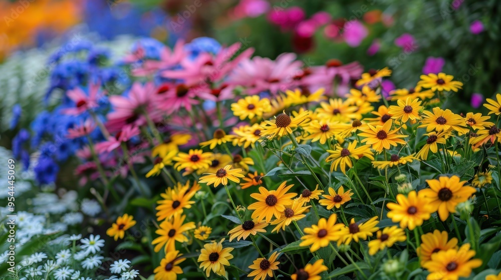 Obraz premium Flower Beds: Areas dedicated to growing flowers, usually arranged in creative patterns or designs, adding color and structure to the garden for visual interest and beauty. 