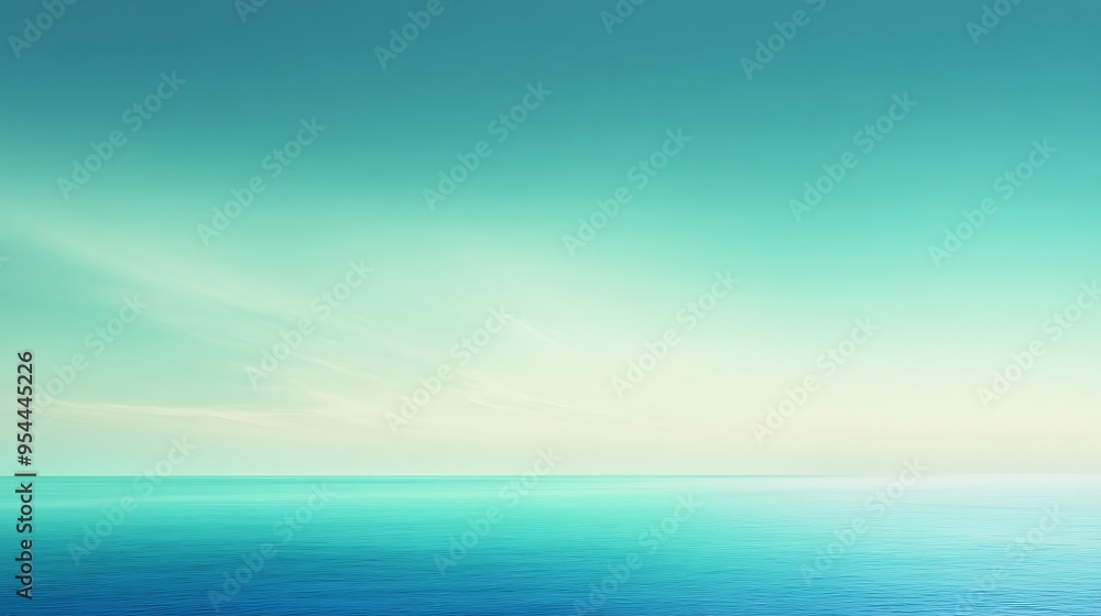 Tranquil Ocean Horizon with Blue and Green Hues Tranquil Ocean Horizon with Blue and Green Hues