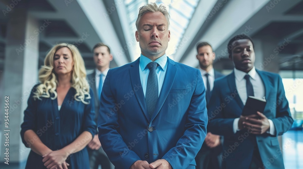 Business leaders engaging in prayer during a church service for spiritual guidance and strength Business leaders engaging in prayer during a church service for spiritual guidance and strength